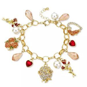 2024 NIP Macys Holiday Lane Gold Vintage Valentines Day Gemstone Charm Bracelet
